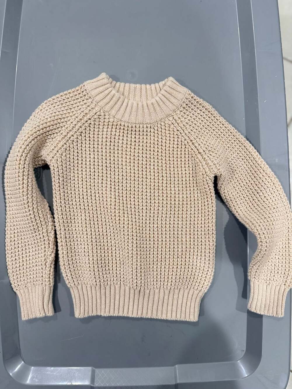 Jamie Kay Size 2Y Beige Chunky Knit Crewneck Sweater